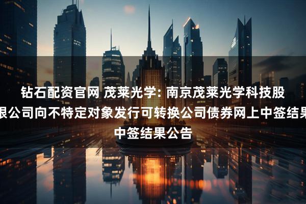 钻石配资官网 茂莱光学: 南京茂莱光学科技股份有限公司向不特定对象发行可转换公司债券网上中签结果公告